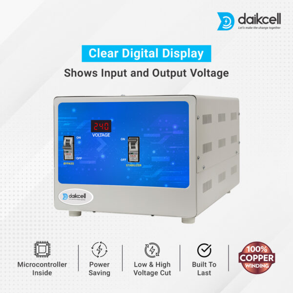 daikcell 10 KVA COPPER 50V-300V Heavy Duty Mainline Voltage Stabilizer for Home - 8000W - 40 Amps Load for Single Phase