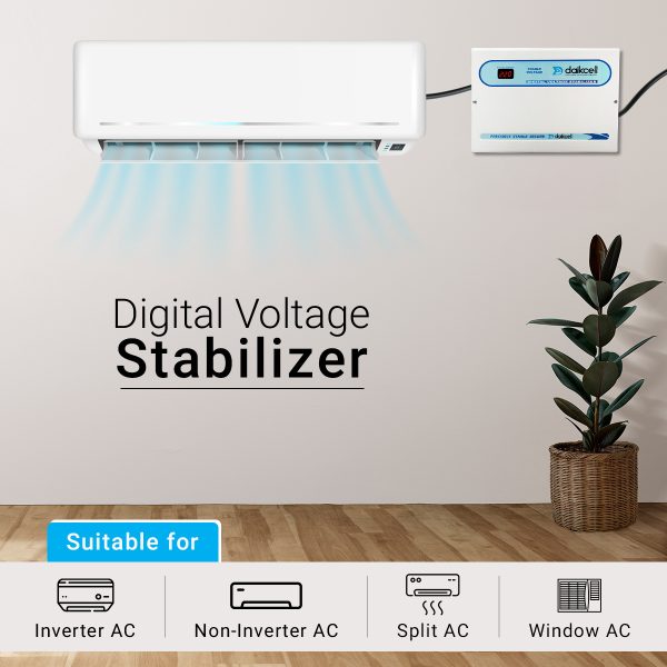 5 KVA 150V-300V Digital Voltage Stabilizer for All Inverter and Non-Inverter AC along with Digital Display & Intelligent Time Delay System - Upto 2.0 Ton AC  - 4000W