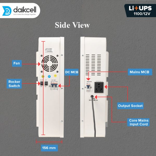 daikcell 2 in 1 Combo inbuilt Lithium-ion Inverter Battery for Home  | Pure Sinewave 1100 VA/12V | 1280 Wh with 13.6 Year Life | Wall-Mountable with 5 Year Replacement Warranty - Li1280 - 1KVA